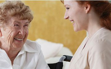 Care worker and Customer Smiling